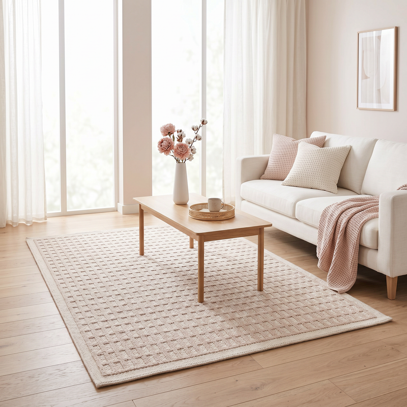 Mona Blush Grid Rug