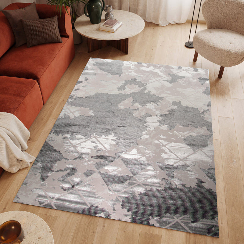 Alin Erythra Grey Modern Area Rug