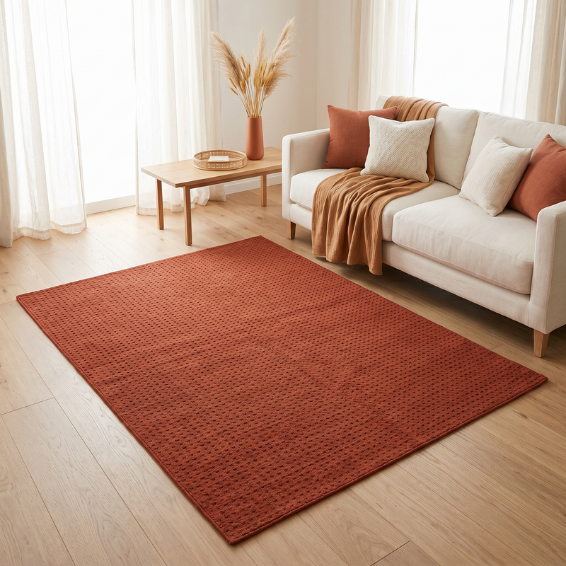 Levo Orange Grid Rug