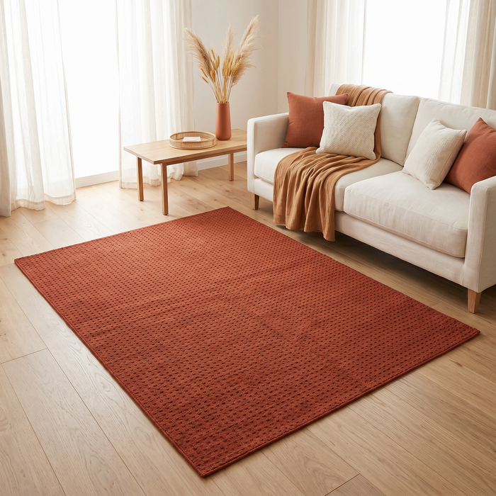 Levo Orange Grid Rug