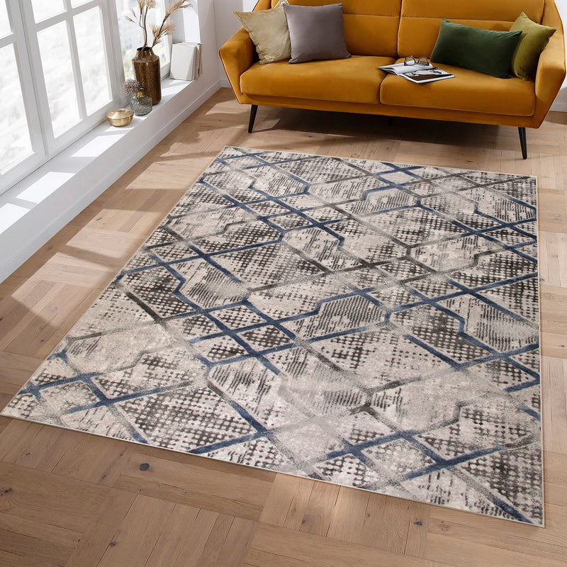 Diamond Lurvian Blue Modern Area Rug