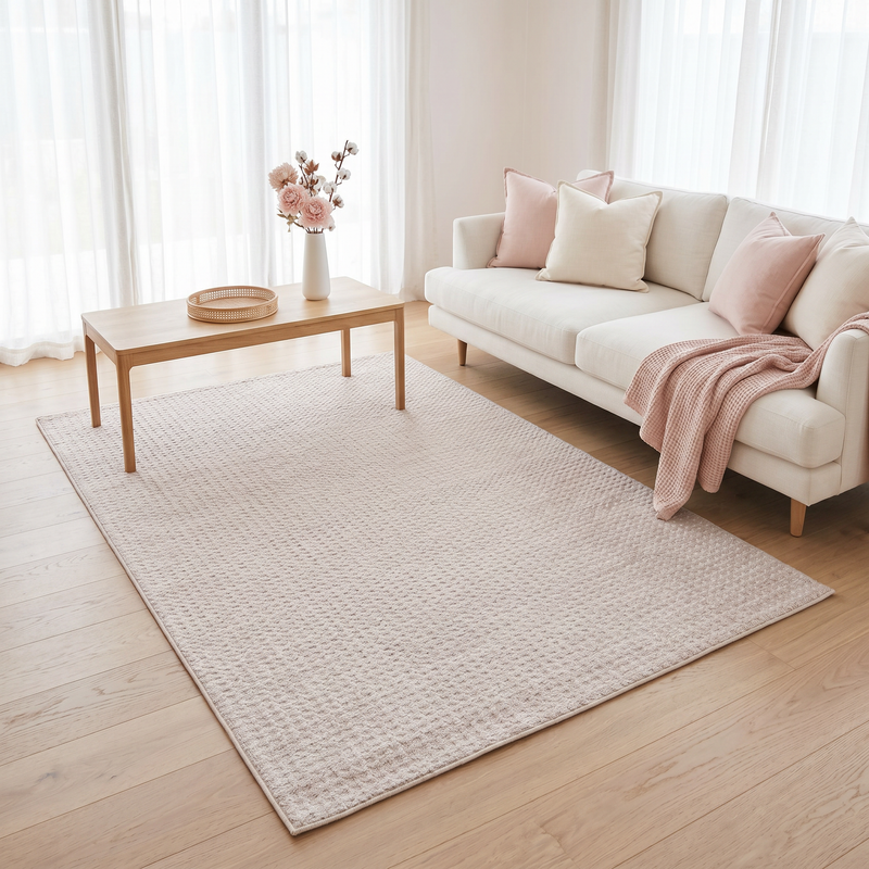 Levo Blush Grid Rug
