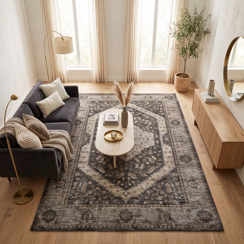 Dejavu Charcoal Kashan Rug
