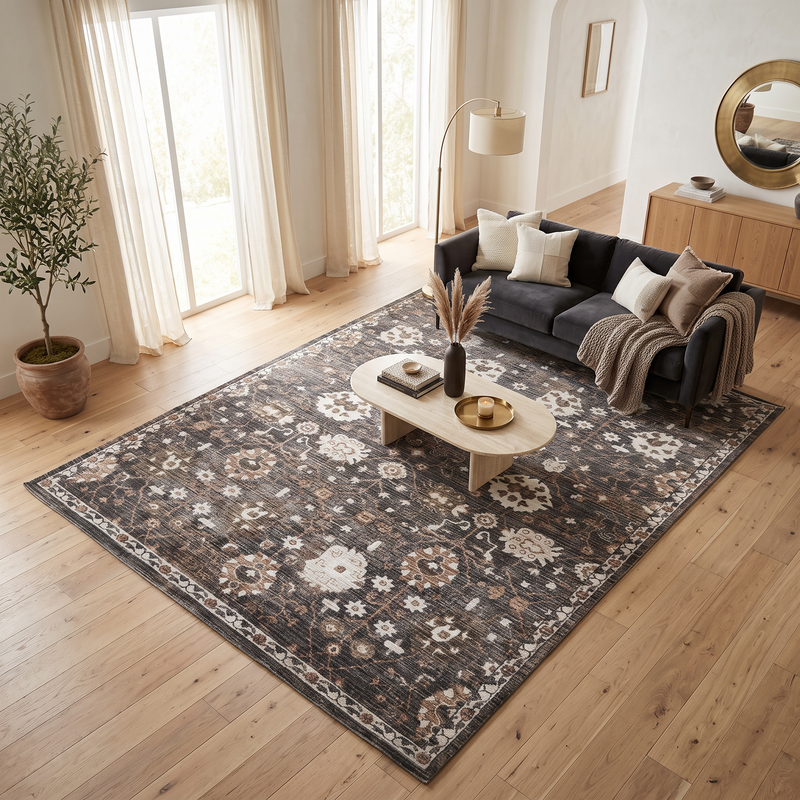 Dejavu Charcoal Mahal Rug