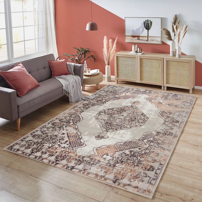 Alin Lurexis Beige Modern Area Rug