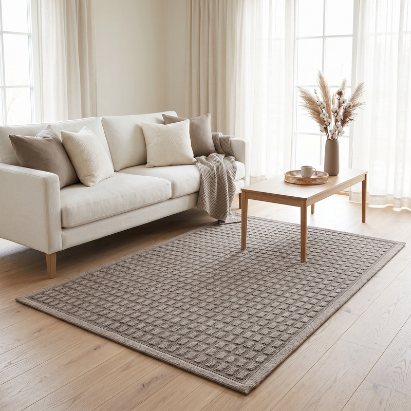 Mona Taupe Grid Rug