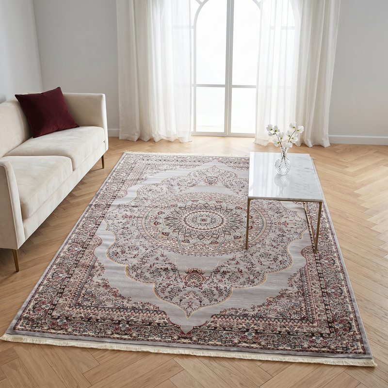 Palace Silver Medallion Rug