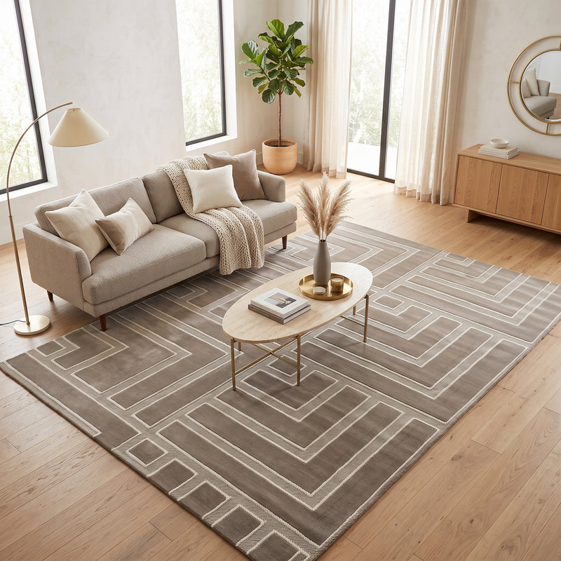 Sisal Taupe Labyrinth Rug