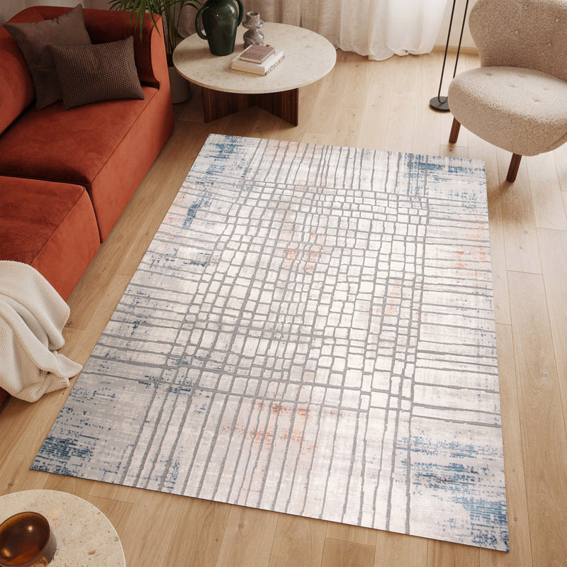 Rainbow Lunatrix Cream Light Grey Rug
