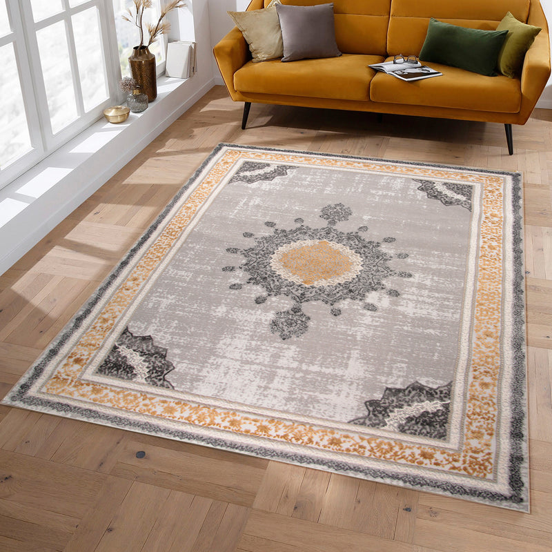 Diamond Tivrel Grey Yellow Rug