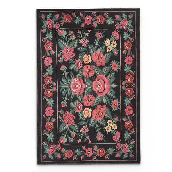 Portobello Thyme Traditional Black & White Rug