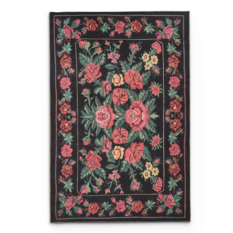 Portobello Thyme Traditional Black & White Rug