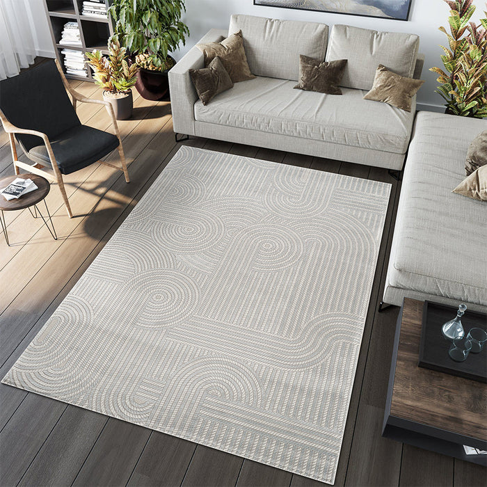 Camber Snow Geometric Blue Rug