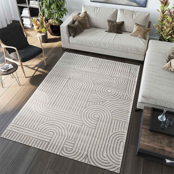 Camber Hollow Geometric Grey & Silver Rug