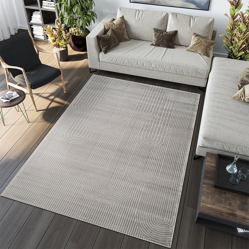 Camber Rust Geometric Grey & Silver Rug
