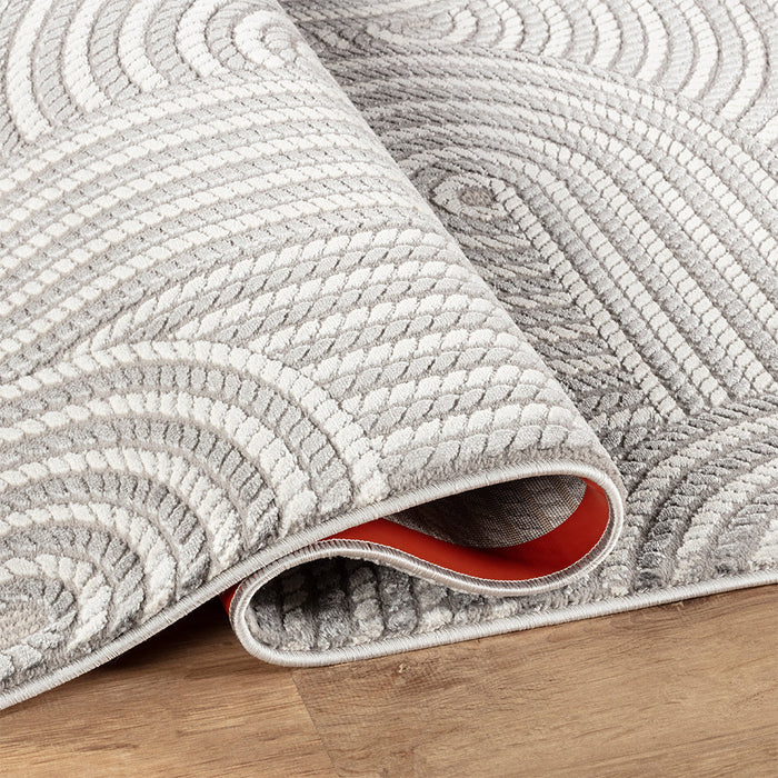 Camber Hollow Geometric Grey & Silver Rug