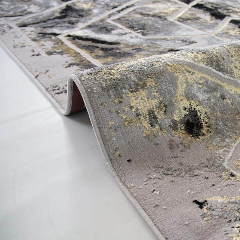 Alin Gold Grey Rug 05747F - Kristal Carpets
