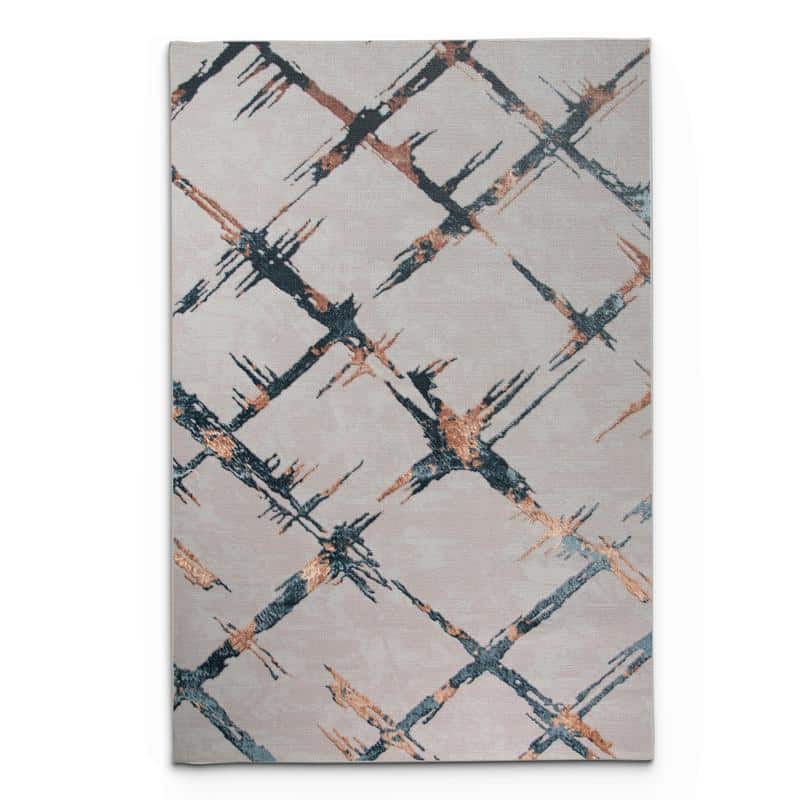Alin Grey Navy Modern Rug - 05339A