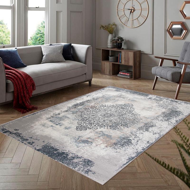 Diva Grey Navy Rug MR276