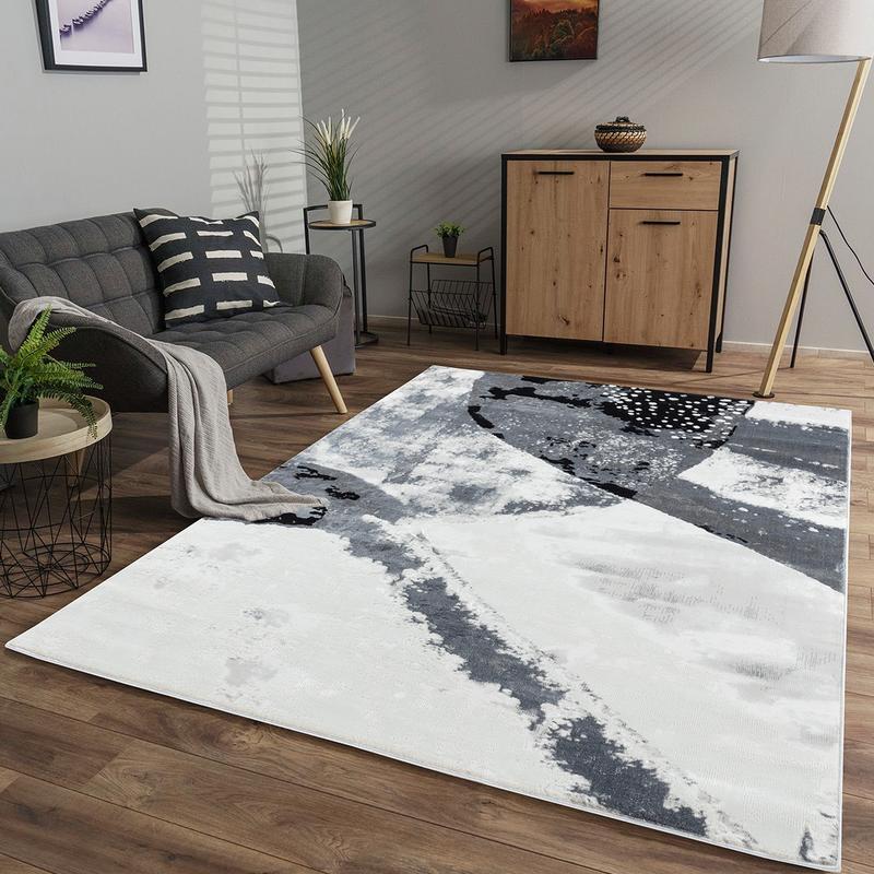 Elit Plain Grey Black Rug