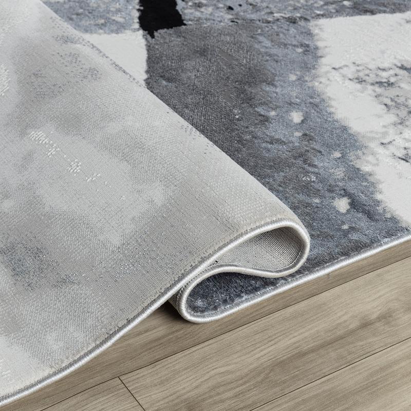 Elit Plain Grey Black Rug