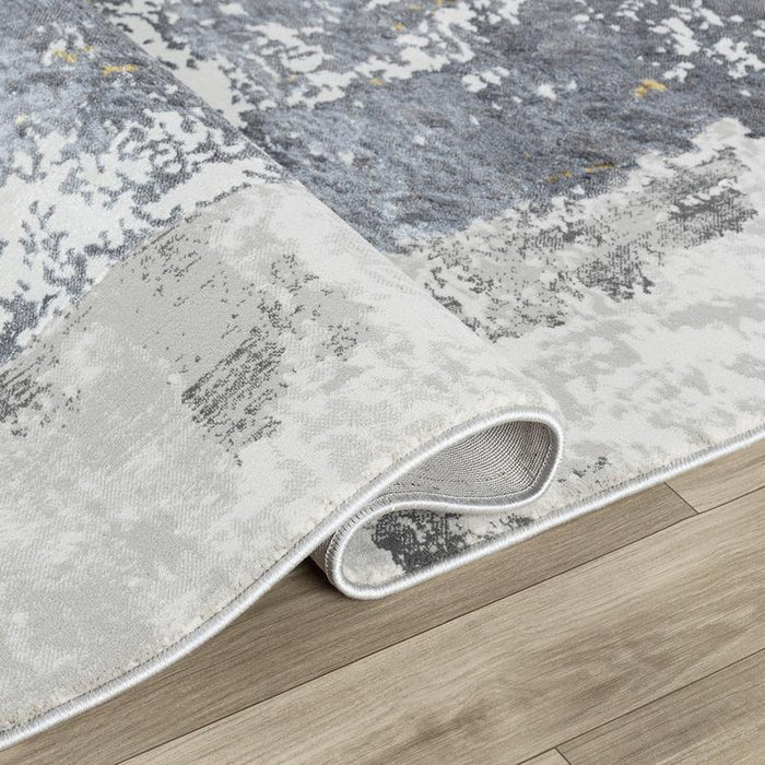 Grey Gold Metallic Rug Elit Stripe Grey Gold Rug - Kristal Carpets