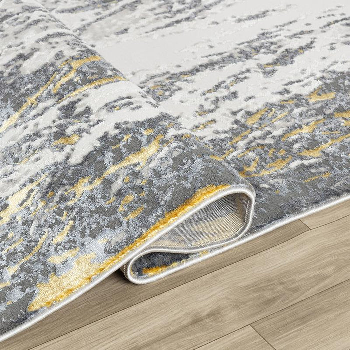 Grey Gold Metallic Rug Elit Wing Grey Gold Rug - Kristal Carpets
