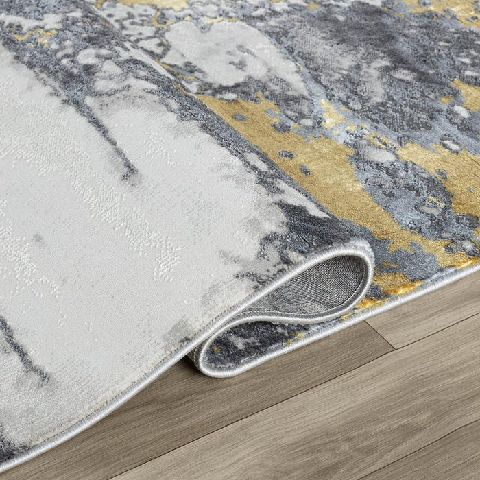 Grey Gold Metallic Rug Elit Zenpine Grey Gold Rug - Kristal Carpets
