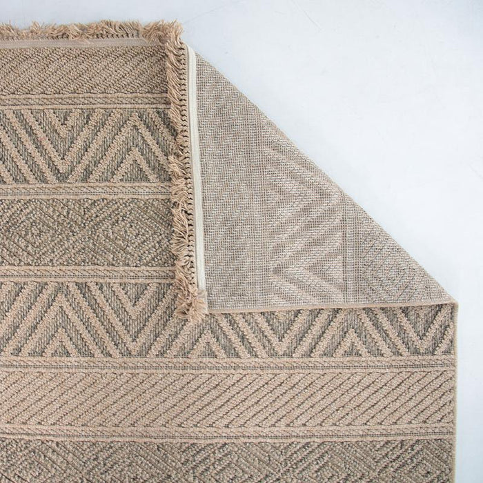 Lined Pattern Rug Jute Line Pattern Dark Beige Rug - Kristal Carpets