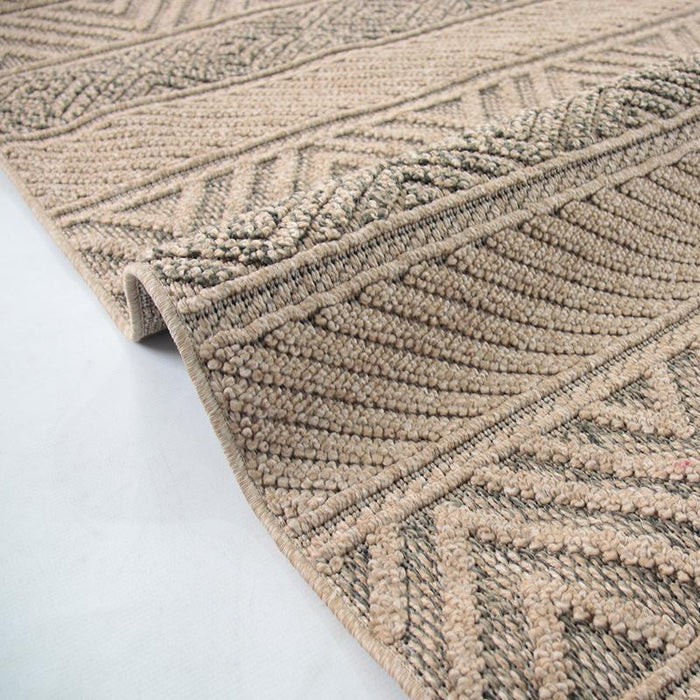 Jute Line Pattern Dark Beige Rug - Kristal Carpets