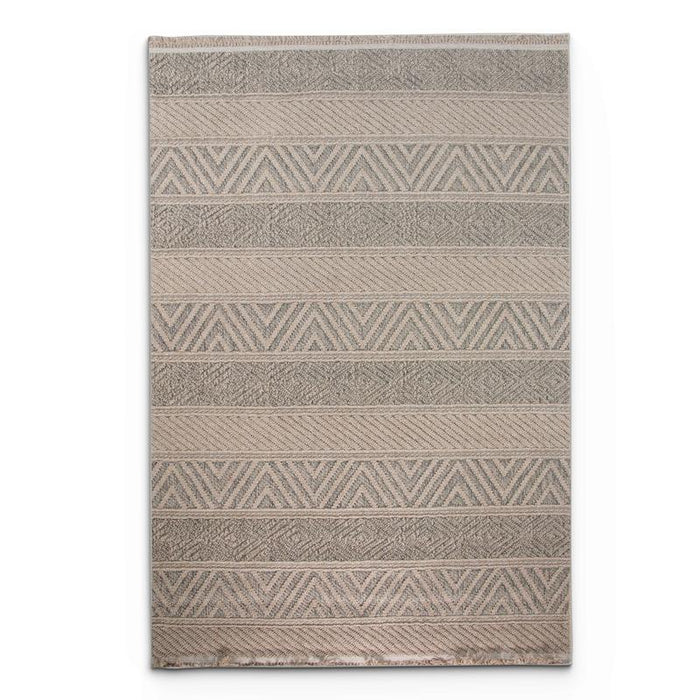 Lined Pattern Rug Jute Line Pattern Dark Beige Rug - Kristal Carpets