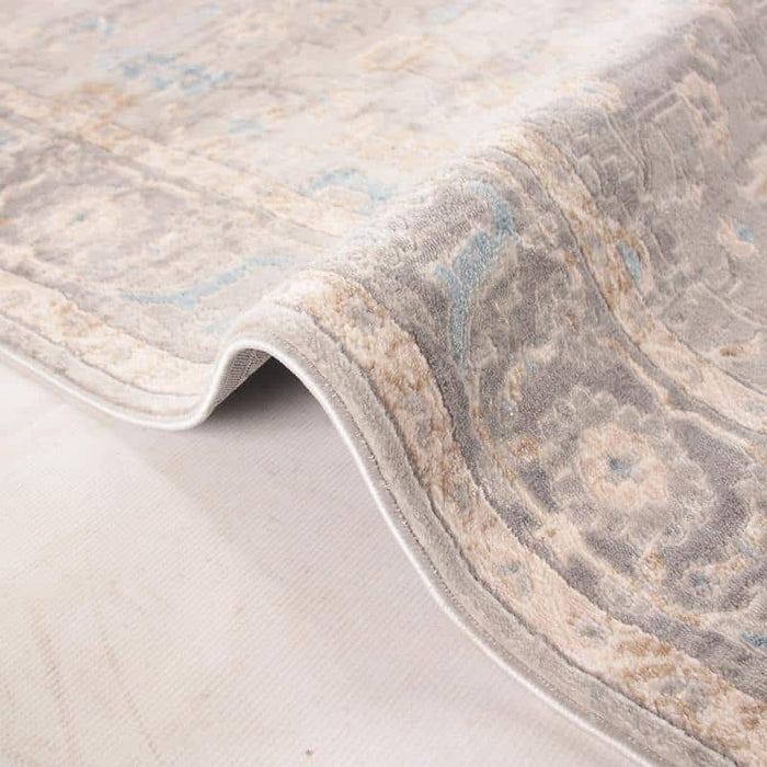 Rainbow Ethnic Frame Pattern Grey Rug