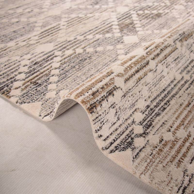 Random Square Pattern Beige Rug - Kristal Carpets