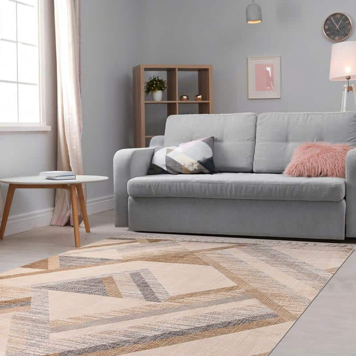 Random Triangle Pattern Beige Rug - Kristal Carpets