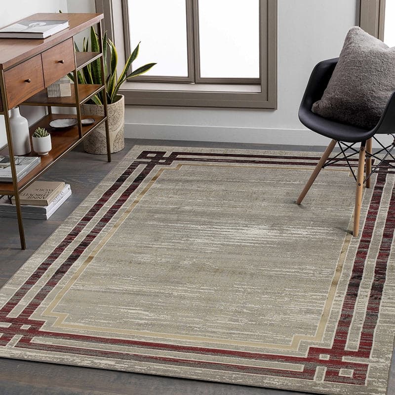 Star Modern Grey Bord Frame Rug - Kristal Carpets