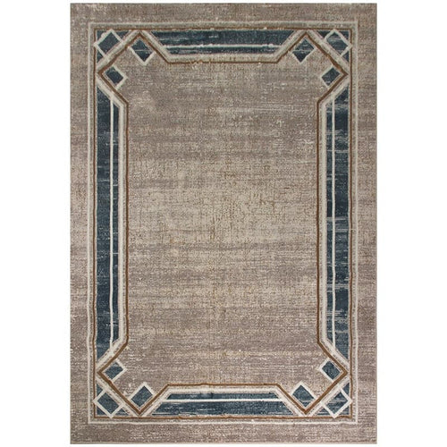 Star Modern Beige Blue Frame Rug