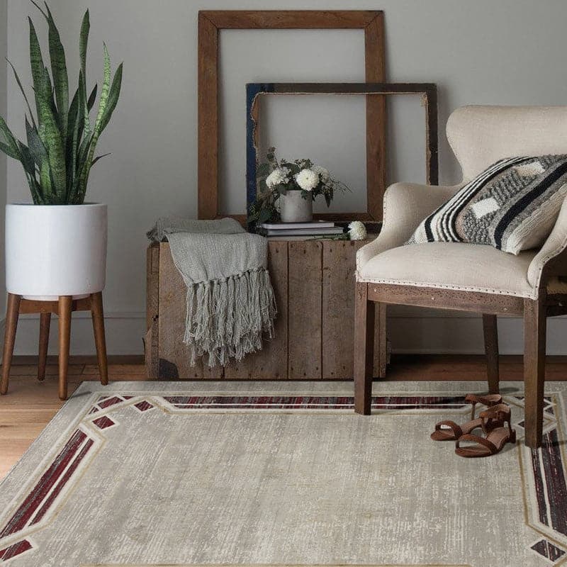 Star Modern Grey Wine Frame Rug - Kristal Carpets