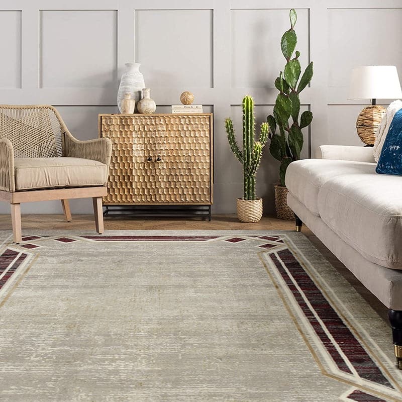 Star Modern Grey Wine Frame Rug - Kristal Carpets