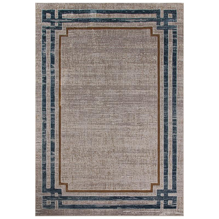 Blue Frame Rug Star Modern Blue Frame Rug - Kristal Carpets
