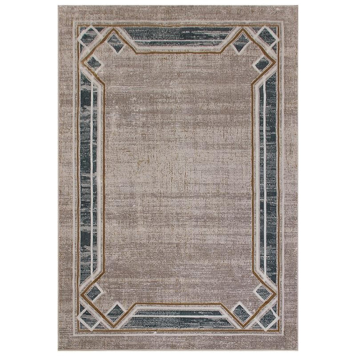 Star Modern Turquoise Frame Rug - Kristal Carpets