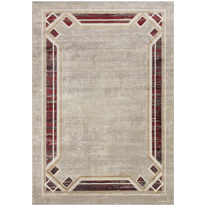 Star Modern Grey Wine Frame Rug - Kristal Carpets