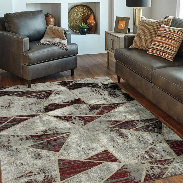 Star Modern Grey Triangle Rug - Kristal Carpets