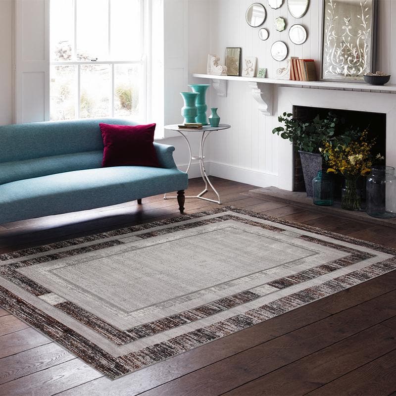 Star Modern Brown D Frame Rug - Kristal Carpets