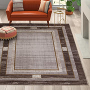Star Modern Dark Brown Frame Rug - Kristal Carpets