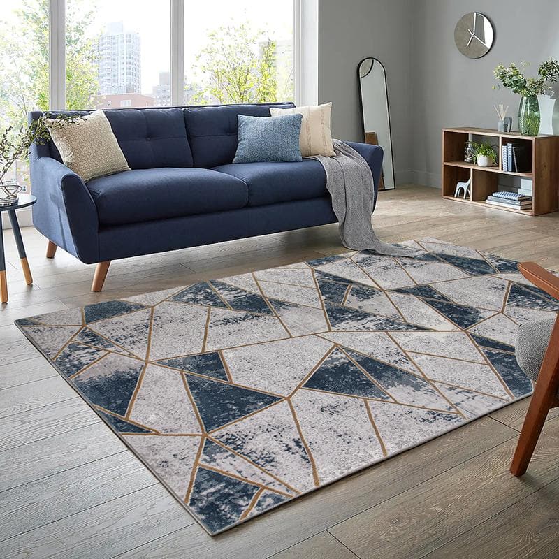 Star Modern Grey Navy Rug - Kristal Carpets