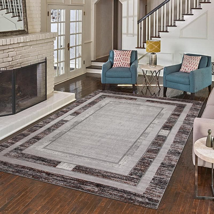Yumosh Rug Star Modern Brown D Frame Rug - Kristal Carpets