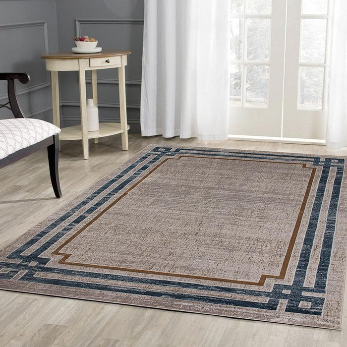 Blue Frame Rug Star Modern Blue Frame Rug - Kristal Carpets