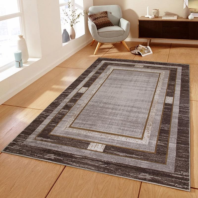 Star Modern Dark Brown Frame Rug - Kristal Carpets