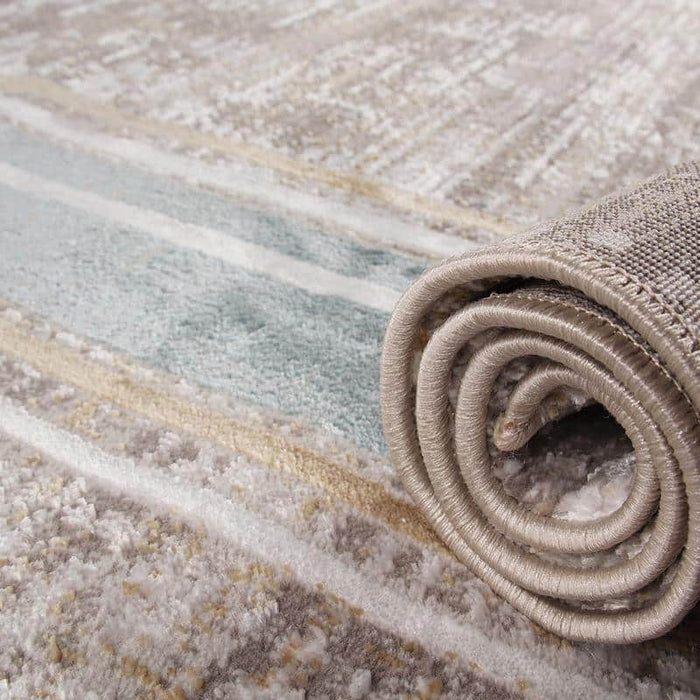 Star Modern Turquoise Frame Rug - Kristal Carpets