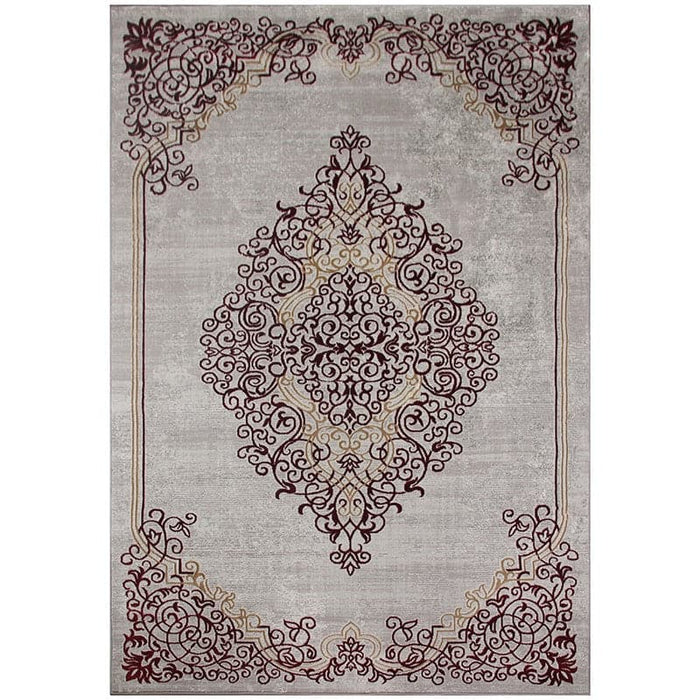 Star Modern Grey Red Pattern Rug - Kristal Carpets